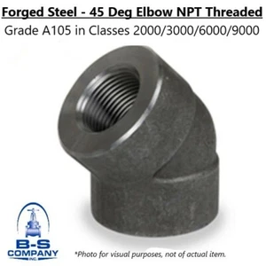 45 Degree Elbow A105 Forged Steel Fitting 2-1/2" 3000 NPT Threaded - Picture 1 of 3