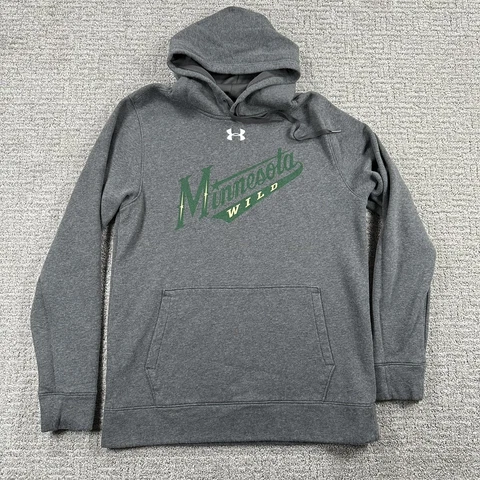 Under Armour Minnesota Wild Hoodie Shirt Medium Grey  Long Sleeve Hockey Mens Cover