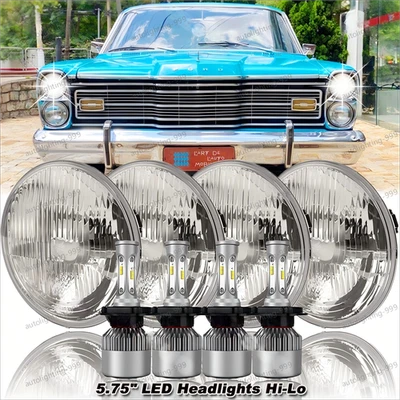 4 круглые светодиодные фары 5,75 дюйма 5-3/4 дюйма Hi-Lo для Ford Galaxie 500 1962-1974 годов выпуска - Изображение 1 из 4