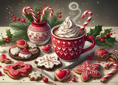 Winter Christmas Tempered Glass Cutting Board Cheese Board Great Gift Hot Cocoa - Image 1 of 3