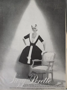 Vestido para mujer 1959 Suzy Perette Martin's terciopelo vintage anuncio de moda - Imagen 1 de 1