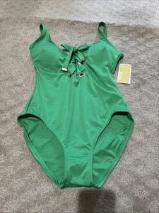 Michael Kors Green Lace Up Grommet Bathing Suit. Sz 10. NWT! - Picture 1 of 11