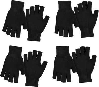 COCELERYRE 4 Pairs Warm Fingerless Gloves Winter Typing Writing Half Finger for...
