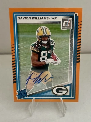 2025 Donruss Savion Williams RC Auto - Orange - Green Bay Packers - Image 1 of 2