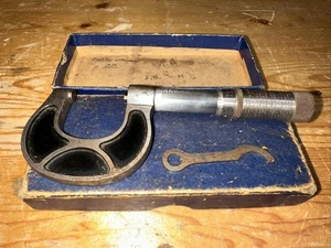 Ancien petit outil Reed fonctionne micromètre extérieur 1-2" avec boite - Made USA 1940 - Photo 1/14