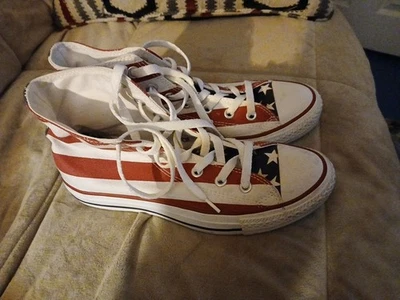 90's Converse All Star American Flag Chuck Taylor High Tops Size mens 6 ladies 8 - Image 1 of 4