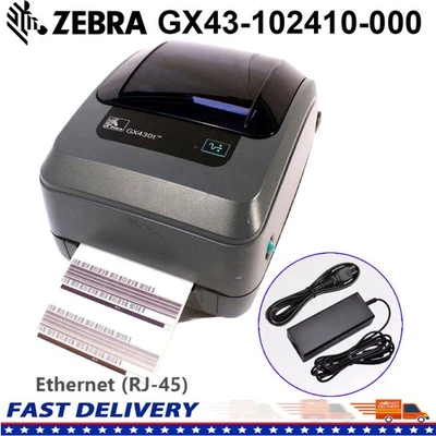 Zebra GX430T Barcode Label Printer Thermal Transfer Ethernet GX43-102410-000 - Image 1 of 4