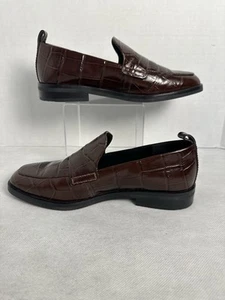 3.1 Phillip Lim Maroon Brown Crocodile Reptile Embossed Loafers 38.5/8 US - Picture 1 of 11