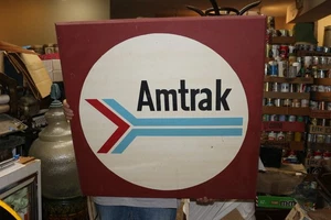 Letrero original vintage de 30" de la estación de tren de Amtrak Bloomington ILL de los años 70 - Imagen 1 de 3
