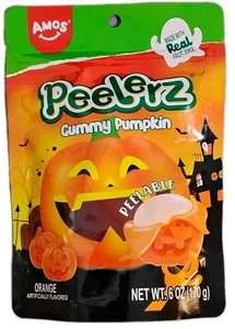 Halloween Peelerz Gummy Pumpkin Peelable Candy (6 oz) - Orange Flavor 1 Bag - Picture 1 of 2