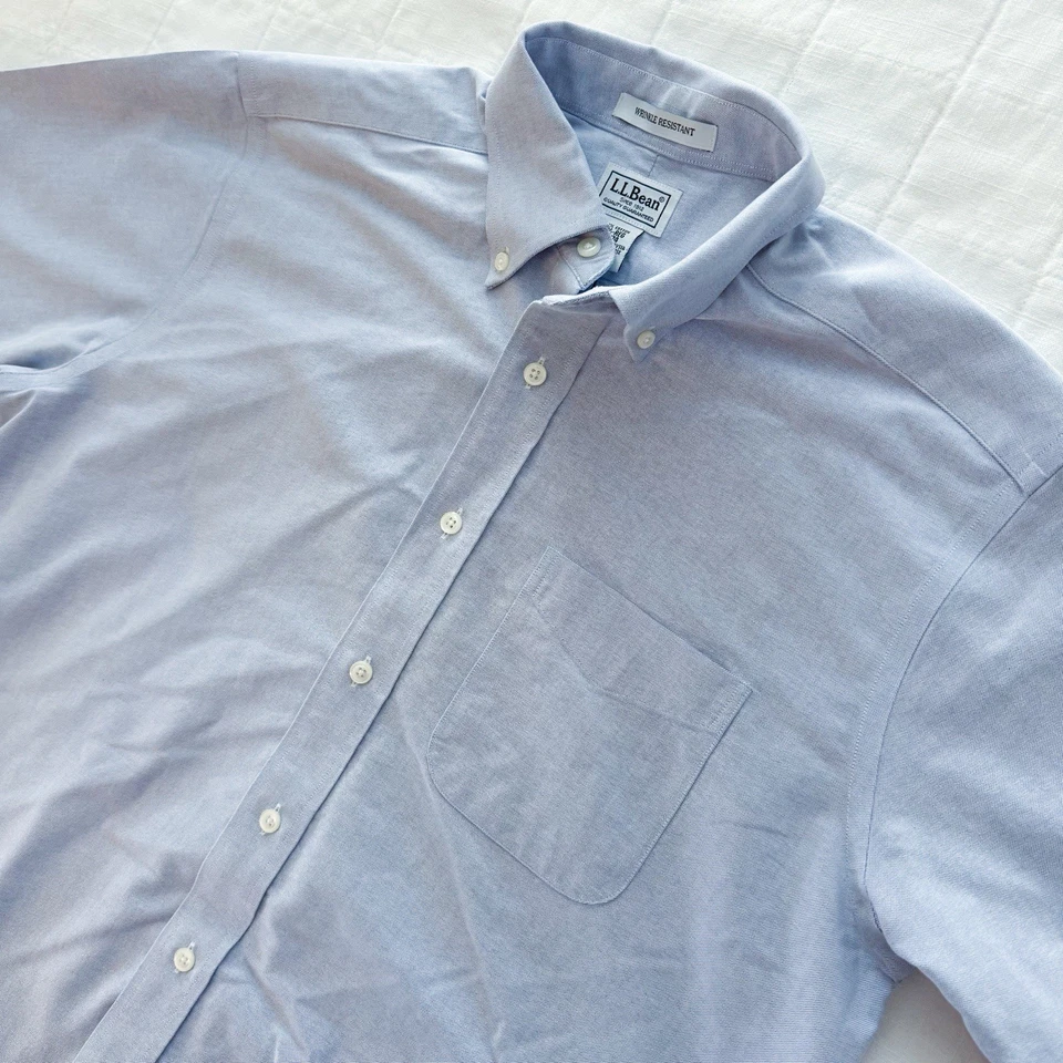 Camisa LL BEAN Para Hombre 15.5-Reg Oxford Resistente a Arrugas Abotonada Algodón Azul Foto 1 de 4