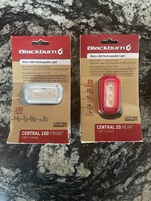 Новый Blackburn микро USB перезаряжаемый голова и хвост красный и белый велосипед фары зажим на - Изображение 1 из 2
