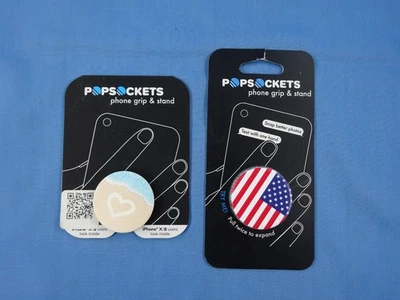 Dois (2) Novos Soquetes Pop para Telefone com Bandeira dos EUA e Coração Colorido - Imagem 1 de 4