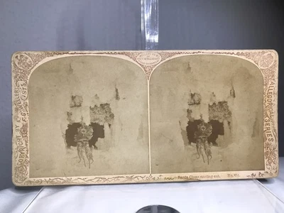 Antique 1875 F.G. Weller Stereoview Card ~ 654 ~ Santa Claus Starting Out - Image 1 of 4