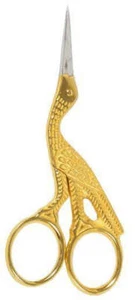 3.5" Stork Embroidery Scissors Cross Stitch Sewing Scissors Cutter Gold Plated - Picture 1 of 1