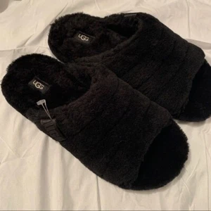 Ugg Men’s Black Wool Slippers Slides NWOT - Picture 1 of 4