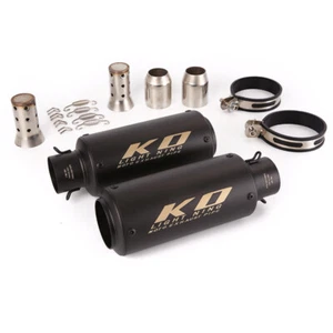 A Pair 51mm Exhaust Muffler Pipe Motorcycle Black Tail Tips Removable DB Killer - Picture 1 of 5