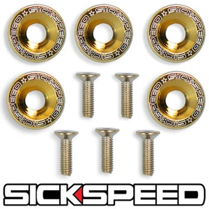 24K GOLD 5 PC BILLET ALUMINUM FENDER/BUMPER WASHER/BOLT ENGINE BAY DRESS UP E - Picture 1 of 1