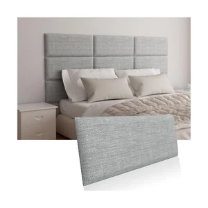 Upholstered Wall Mounted Headboard for King in Light Grey, Peel and Stick Wal... - Picture 1 of 6