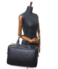 Bottega Veneta Intrecciato Black Leather Mens Boston Travel Bag Luggage