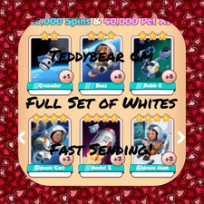 Coin Master Space Travel Set (X6 Whites) Crusader, Nash, Model, Carl (Fast Send)