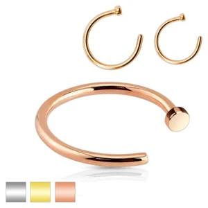 Nose Hoop Ring - Surgical Steel / Rose Gold - Various Gauge / Diameter Available - Picture 1 of 7