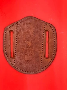 EDC Original Klapptaschenmesser Pfannkuchen Leder Hülle Hirsch graviertes Holster - Bild 1 von 3
