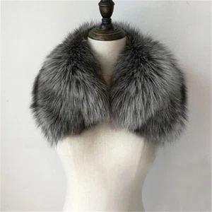 Bufanda de piel de zorro plateada real de invierno cuello cuadrado para mujer zorro rojo bufandas cálidas cortas - Imagen 1 de 13