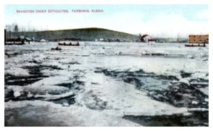 FAIRBANKS, Alaska AK Navigation Under Difficulties winter scene boat - Postcard - Picture 1 of 2