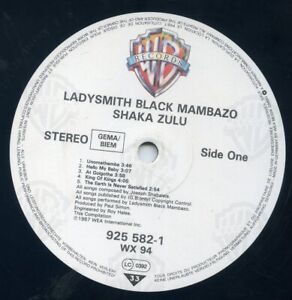 LADYSMITH SCHWARZ MAMBAZO - SHAKA ZULU.  1987 UK AFRICAN FOLK LP.  KEINE ABDECKUNG.