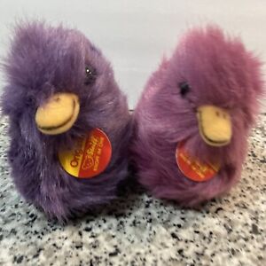 Steiff 073786 Pink Duck AND 073793 Purple Duck with Tags and buttons (Easter)