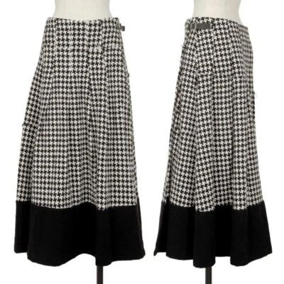 USED TRICOT COMME DES GARCONS WASHED WOOL HOUNDSTOOTH BELT WRAP SKIRT 2506TK — 第 1/4 张图片