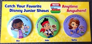 Disneyland DCA Disney Junior Live Button Pin Set Doc McStuffins Sofia Jake NEW - Picture 1 of 4