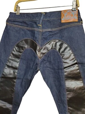 Мужские джинсы из денима EVISU размер 31x34 синий сельведж черный большой логотип чайки лот 2017  - Изображение 1 из 4