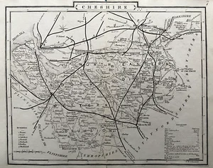 1804 (1858) Antique Map: Cheshire by Cole from Railway & Pedestrian Atlas - Picture 1 of 2
