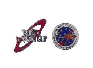 RED DWARF & JUPITER MINING CORPS ENAMEL PIN BADGE SET - Picture 1 of 1
