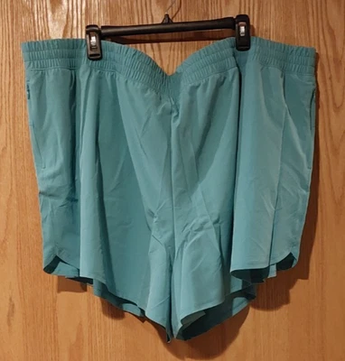 NWT Women's Plus Tek Gear Woven Lined Run Shorts 4X Solomon Sea Mid Rise -5353 - Image 1 of 4