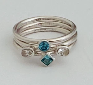 Vintage Dänemark HHN Sterlingsilber Vorsteckringe Blautopas Ringgröße 8,5 - Bild 1 von 20