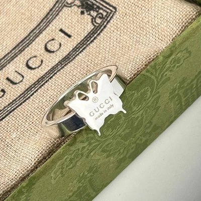 Authentic gucci sterling silver women's ring butterfly ring size 7 with box - Image 1 of 4
