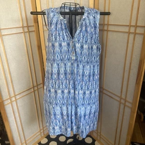 Caribbean JOE Island Co. Blue & White Print Sleeveless Dress XL EUC-MINT - Picture 1 of 15