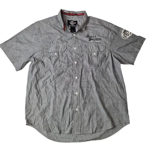 Harley Davidson Button Down Short Sleeve Shirt Striped Men's Year 2014 Size XL - Picture 1 of 9