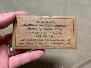 SOLUZIONE INALANTI AMMONIACA MEDICA MEDICO ESERCITO USA ORIGINALE SECONDA GUERRA MONDIALE - Foto 1 di 4