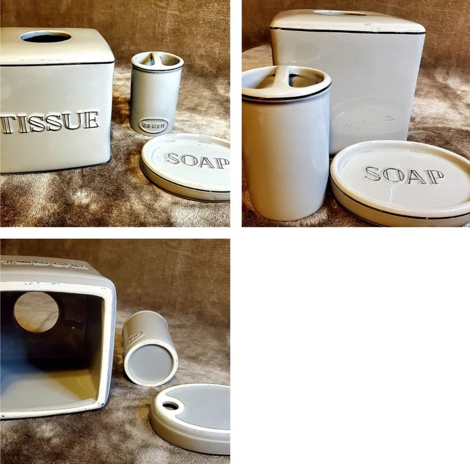 Juego de artículos de aseo de baño de cerámica Rae Dunn de 3 piezas Foto 1 de 2