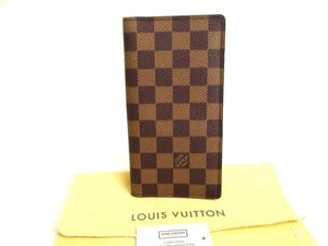 Auth LOUIS VUITTON Damier Brown Leather Flap Checkbook Bill Wallet #a855 - Picture 1 of 12
