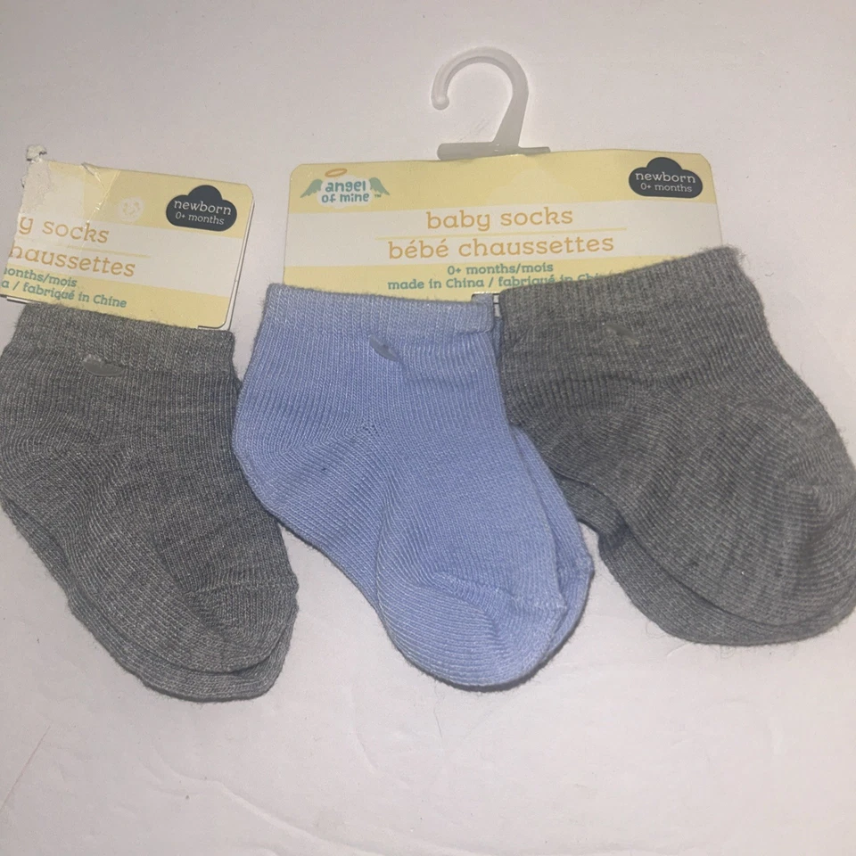 Angel Of Mine мальчика 3 пары лодыжки носки серый размер новорожденного 0 месяцев новый с Ярлыками - Изображение 1 из 1