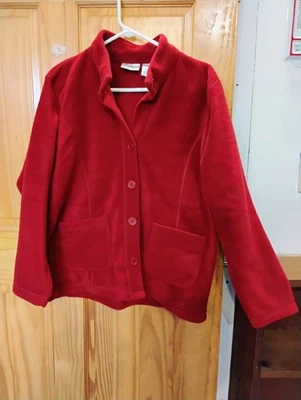夹克 Baxter & Wells 红色抓绒纽扣外套女式大号复古  — 第 1/4 张图片