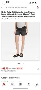 Isabel Maternity Shorts 4 Womens Denim Black Jean Under Belly Midi Shorts NEW - Picture 1 of 6
