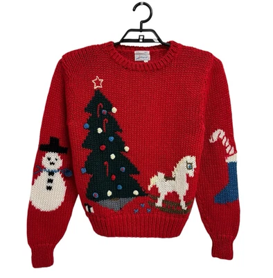 Suéter Vintage Wind Crest Junior Tejido a Mano Navidad Rojo Talla L Foto 1 de 4