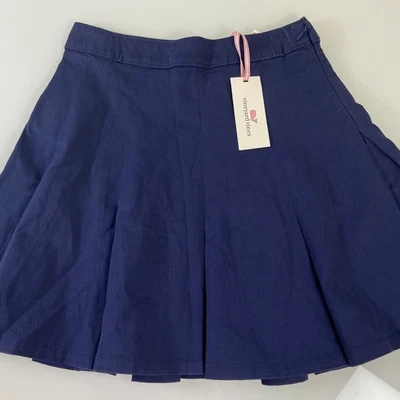 Женская эластичная плиссированная юбка из саржи Vineyard Vines морской темно-синий размер 00 Academia - Изображение 1 из 4
