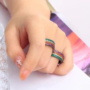 Cubic Zirconia Big Round Engagement Finger Ring Black Gold Plated Jewelry Gift - Bild 1 von 17